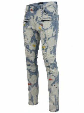Waimea skinny jeans 20 youth mens distressed splatter stone washed denim pants